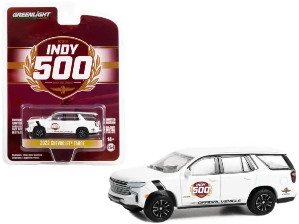 2022 Chevrolet Tahoe White "106th Running of the Indianapolis 500 Official Vehicle" (2022) "Anniversary Collection" Series 15 1/64 Diecast Model Car by Greenlight #1