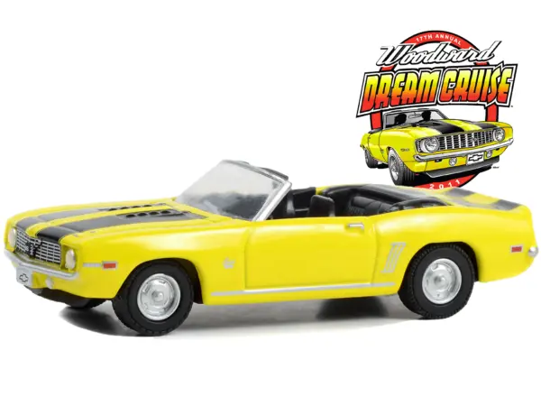 1969 Chevrolet Camaro SS Convertible Yellow with Black Stripes "17th Annual Woodward Dream Cruise Featured Heritage Vehicle" (2011) "Woodward Dream Cruise" Series 1 1/64 Diecast Model Car by Greenlight #2