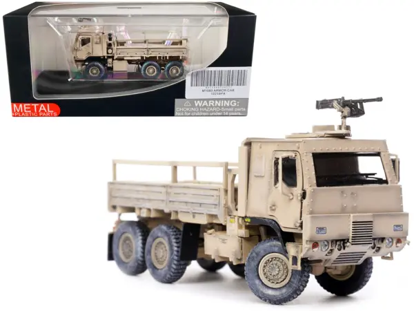 M1083 MTV (Medium Tactical Vehicle) Armored Cab Cargo Truck with Turret Desert Camouflage "US Army" "Armor Premium" Series 1/72 Diecast Model by Panzerkampf #1