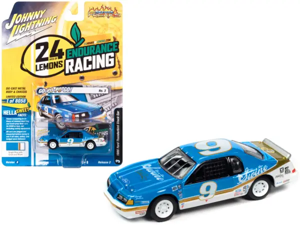 1986 Ford Thunderbird Stock Car #9 Bright Blue "Go-Po-Po-Go!" 24 Hours of Lemons "Street Freaks" Series Limited Edition to 8058 pieces Worldwide 1/64 Diecast Model Car by Johnny Lightning #1
