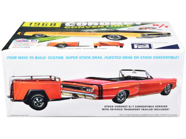 Skill 2 Model Kit 1968 Dodge Coronet R/T Convertible with Haul-Away Trailer 1/25 Scale Model by MPC #2