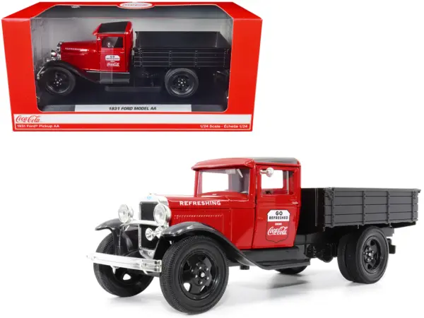 1931 Ford Model AA Pickup Truck Red and Black "Go Refreshed - Drink Coca-Cola" 1/24 Diecast Model Car by Motor City Classics #1
