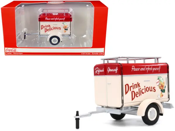 Travel Trailer Cream with Red Top "Pause and Refresh Yourself Drink Delicious Coca-Cola" 1/24 Diecast Model Car by Motor City Classics #1
