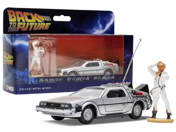DMC DeLorean Time Machine with Doc Brown Figure "Back to the Future" (1985) Movie Diecast Model Car by Corgi #4