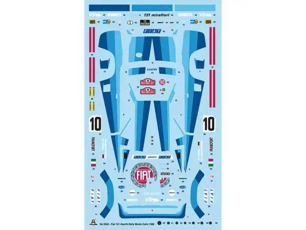 Skill 3 Model Kit Fiat 131 Abarth Rally #10 Winner "Montecarlo Rally" (1980) 1/24 Scale Model by Italeri #4