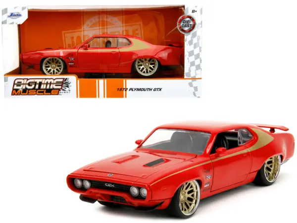 1972 Plymouth GTX Red with Gold Graphics "Bigtime Muscle" Series 1/24 Diecast Model Car by Jada #1