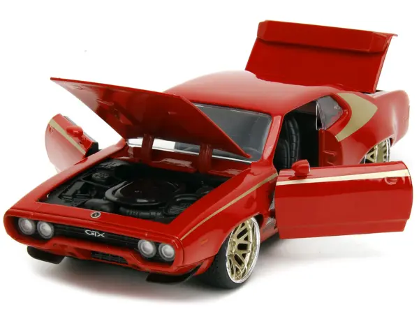 1972 Plymouth GTX Red with Gold Graphics "Bigtime Muscle" Series 1/24 Diecast Model Car by Jada #2