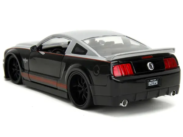 2008 Ford Shelby Mustang GT-500KR Silver and Black with Red Stripes "Bigtime Muscle" Series 1/24 Diecast Model Car by Jada #5