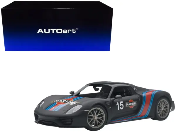 Porsche 918 Spyder Weissach Package Black/ Martini Livery #15 1/18 Model Car  by Autoart #1