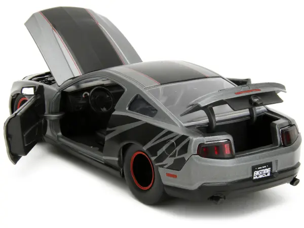 2010 Ford Mustang GT Matt Gray Metallic with Black Graphics and Stripes "Ford Performance" "Bigtime Muscle" Series 1/24 Diecast Model Car by Jada #4
