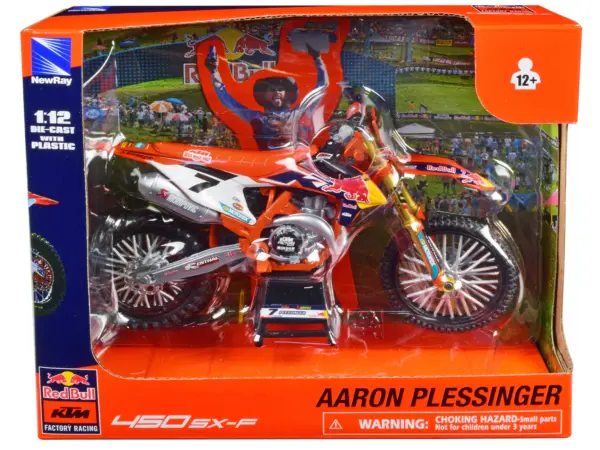 KTM 450 SX-F Motorcycle #7 Aaron Plessinger "Red Bull KTM Factory Racing" 1/12 Diecast Model by New Ray #1