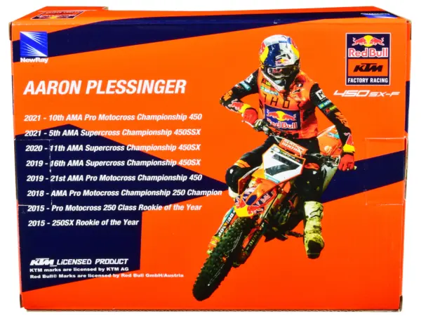 KTM 450 SX-F Motorcycle #7 Aaron Plessinger "Red Bull KTM Factory Racing" 1/12 Diecast Model by New Ray #2