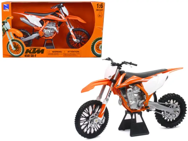 2018 KTM 450 SX-F Dirt Bike Motorcycle Orange and White 1/6 Diecast Model by New Ray #1