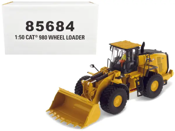 CAT Caterpillar 980 Wheel Loader Yellow with Operator "High Line Series" 1/50 Diecast Model by Diecast Masters #1