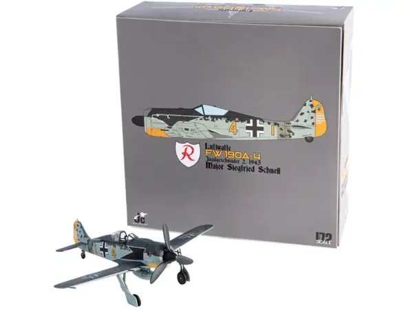 Focke-Wulf FW 190A-4 Fighter Aircraft "Major Siegfried Schnell, Luftwaffe, JG2, France" (1943) 1/72 Diecast Model by JC Wings #4