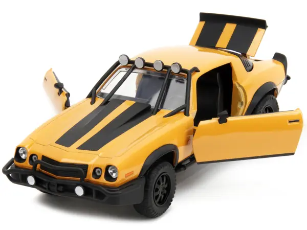 1977 Chevrolet Camaro Off-Road Version "Bumblebee" Yellow Metallic with Black Stripes and Transformers Logo Diecast Statue "Transformers: Rise of the Beasts" (2023) Movie "Hollywood Rides" Series 1/24 Diecast Model Car by Jada #2