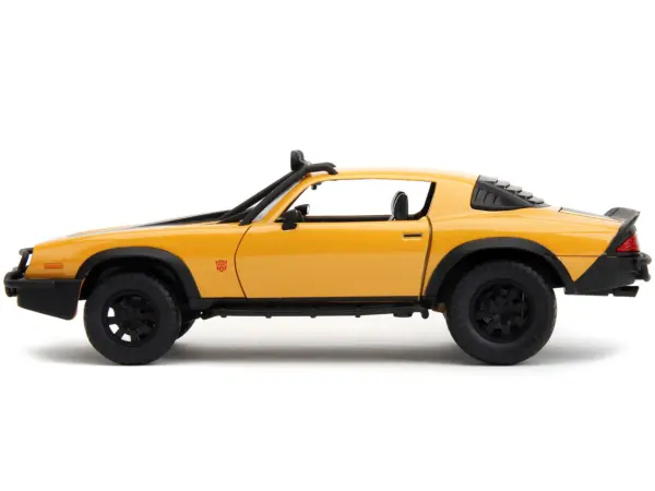 1977 Chevrolet Camaro Off-Road Version "Bumblebee" Yellow Metallic with Black Stripes and Transformers Logo Diecast Statue "Transformers: Rise of the Beasts" (2023) Movie "Hollywood Rides" Series 1/24 Diecast Model Car by Jada #3