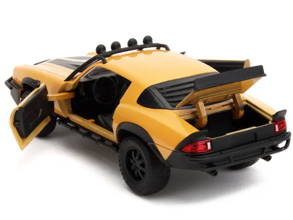 1977 Chevrolet Camaro Off-Road Version "Bumblebee" Yellow Metallic with Black Stripes and Transformers Logo Diecast Statue "Transformers: Rise of the Beasts" (2023) Movie "Hollywood Rides" Series 1/24 Diecast Model Car by Jada #4