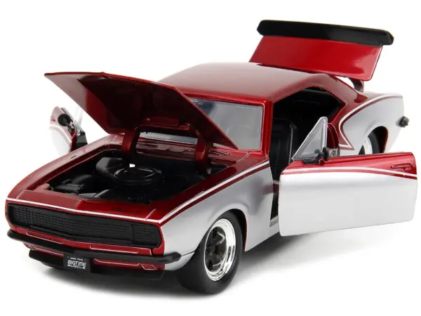 1967 Chevrolet Camaro Candy Red and Silver Metallic "Bigtime Muscle" Series 1/24 Diecast Model Car by Jada #2
