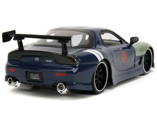 1993 Mazda RX-7 Dark Blue with Green Hood and Kakashi Hatake Diecast Figure "Naruto Shippuden" (2009-2017) TV Series "Anime Hollywood Rides" Series 1/24 Diecast Model Car by Jada #4