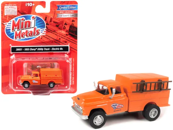 1955 Chevrolet Utility Truck Orange "Union Electric" 1/87 (HO) Scale Model by Classic Metal Works #1