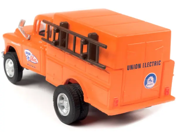 1955 Chevrolet Utility Truck Orange "Union Electric" 1/87 (HO) Scale Model by Classic Metal Works #2