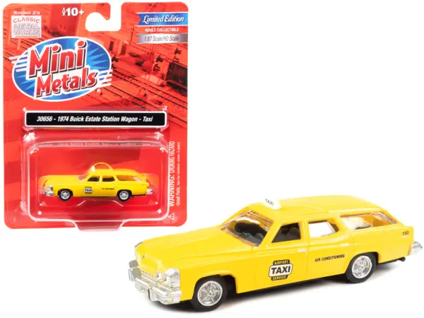 1974 Buick Estate Station Wagon Taxi Yellow 1/87 (HO) Scale Model by Classic Metal Works #1
