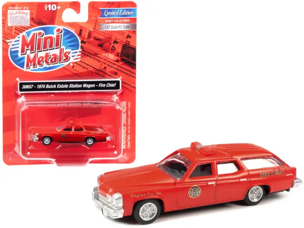 1974 Buick Estate Station Wagon Red "Fire Chief" 1/87 (HO) Scale Model by Classic Metal Works #1
