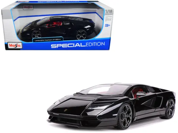 Lamborghini Countach LPI 800-4 Black with Red Interior "Special Edition" 1/18 Diecast Model Car by Maisto #1