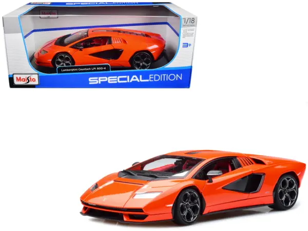 Lamborghini Countach LPI 800-4 Orange with Red Interior "Special Edition" 1/18 Diecast Model Car by Maisto #1