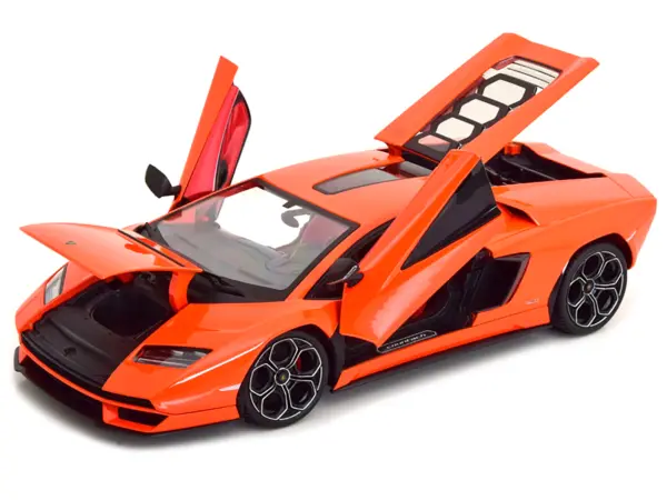 Lamborghini Countach LPI 800-4 Orange with Red Interior "Special Edition" 1/18 Diecast Model Car by Maisto #2