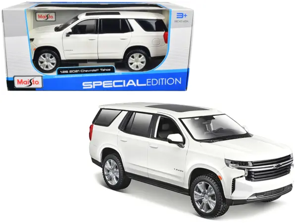 2021 Chevrolet Tahoe White with Sunroof "Special Edition" 1/26 Diecast Model Car by Maisto #1