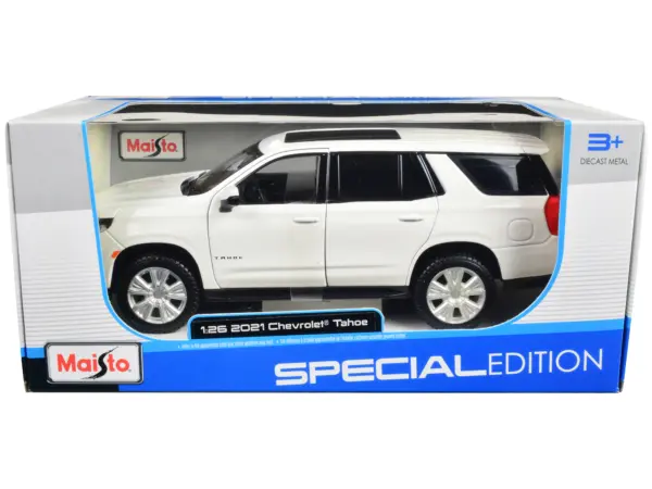 2021 Chevrolet Tahoe White with Sunroof "Special Edition" 1/26 Diecast Model Car by Maisto #3