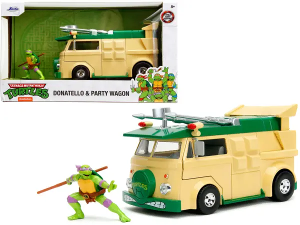 Party Wagon Green and Beige and Donatello Diecast Figure "Teenage Mutant Ninja Turtles" "Hollywood Rides" Series Diecast Model by Jada #1