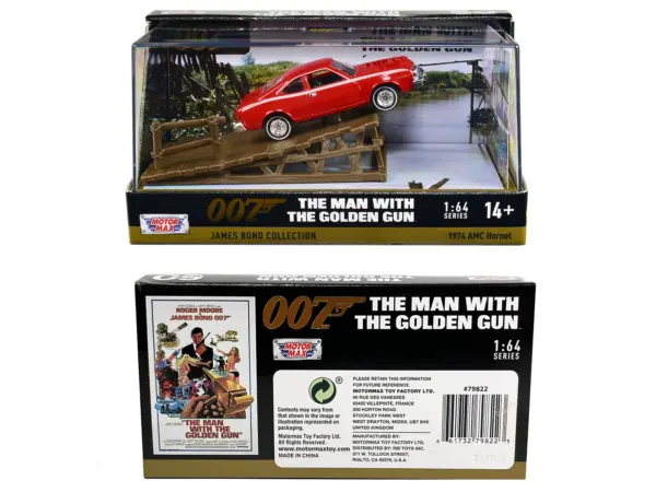 1974 AMC Hornet Red with White Stripes James Bond 007 "The Man with the Golden Gun" (1974) Movie with Display 1/64 Diecast Model Car by Motormax #3