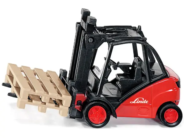 Linde Forklift Truck Red with 2 Pallet Accessories 1/50 Diecast Model by Siku #2