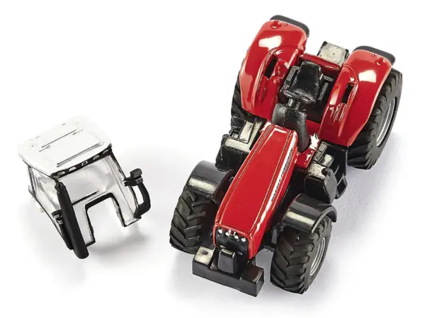 Massey Ferguson 8480 Dyna VT Tractor Red with Silver Top and Krampe Dump Trailer Red 1/87 (HO) Diecast Models by Siku #5