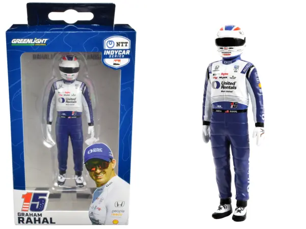"NTT IndyCar Series" #15 Graham Rahal Driver Figure "United Rentals - Rahal Letterman Lanigan Racing" for 1/18 Scale Models by Greenlight #1