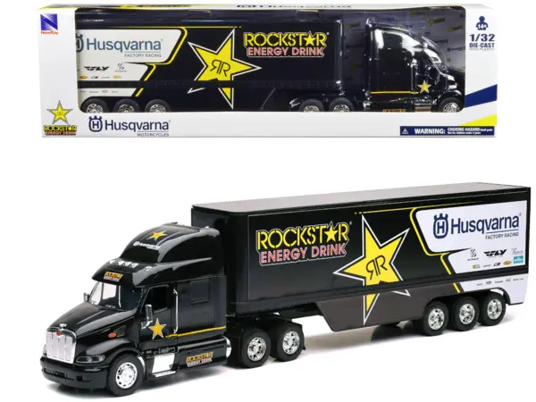 Peterbilt 387 Semi-Truck Black "Rockstar Energy Drink - Husqvarna Factory Racing" 1/32 Diecast Model by New Ray #1