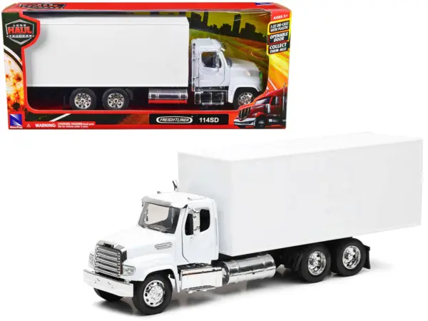 Freightliner 114SD Box Truck White "Long Haul Trucker" Series 1/32 Diecast Model by New Ray #1