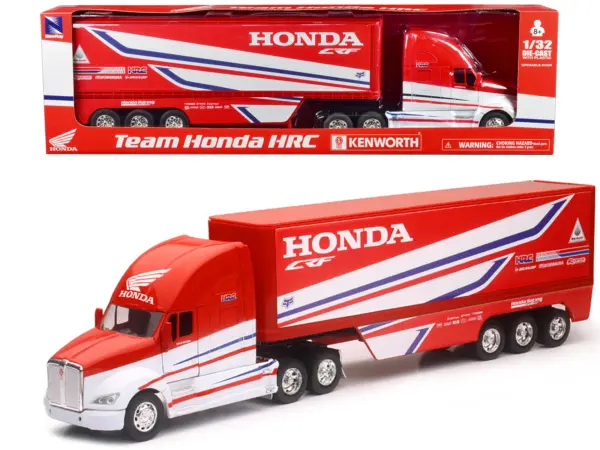 Kenworth Semi-Truck Red and White "Team Honda HRC" 1/32 Diecast Model by New Ray #1