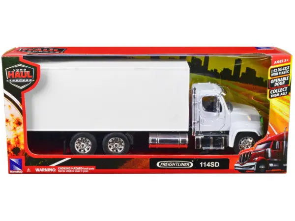 Freightliner 114SD Box Truck White "Long Haul Trucker" Series 1/32 Diecast Model by New Ray #3