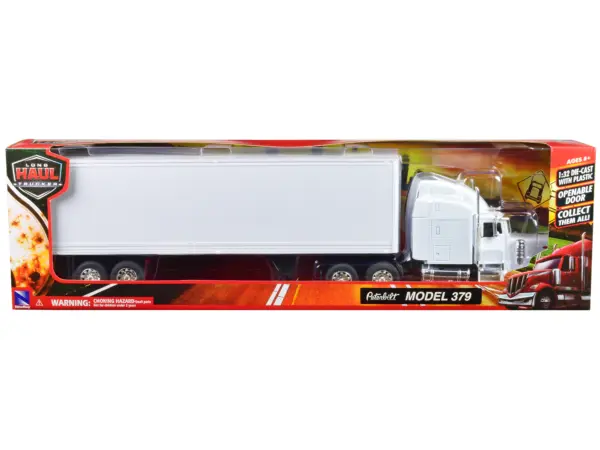 Peterbilt 379 Truck with Dry Goods Trailer White "Long Haul Trucker" Series 1/32 Diecast Model by New Ray #3
