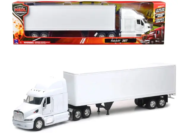 Peterbilt 387 Truck with Dry Goods Trailer White "Long Haul Truckers" Series 1/32 Diecast Model by New Ray #1