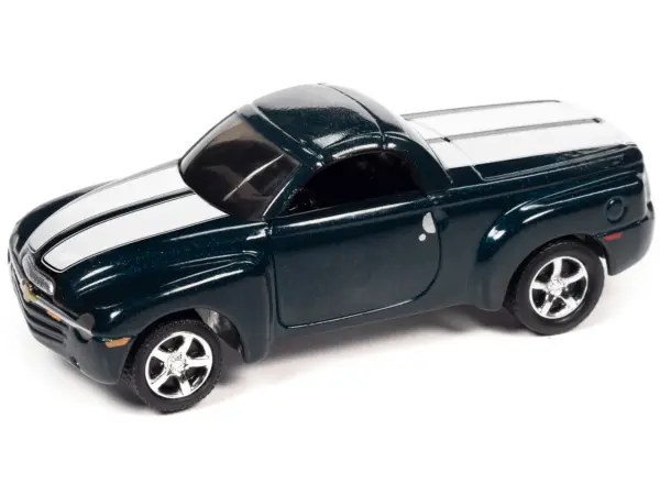 2005 Chevrolet SSR Pickup Truck Bermuda Blue Metallic with White Stripes "Classic Gold Collection" Series Limited Edition to 8476 pieces Worldwide 1/64 Diecast Model Car by Johnny Lightning #2