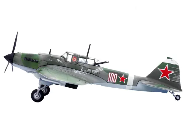 Ilyushin IL-2M3 Sturmovik Aircraft #100 Green Camouflage "Piloted by Vasily Emelyanenko" Soviet Air Force 1/72 Diecast Model Airplane by Legion #2