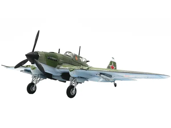 Ilyushin IL-2M3 Sturmovik Aircraft #100 Green Camouflage "Piloted by Vasily Emelyanenko" Soviet Air Force 1/72 Diecast Model Airplane by Legion #3