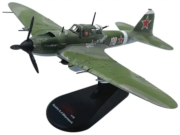 Ilyushin IL-2M3 Sturmovik Aircraft #100 Green Camouflage "Piloted by Vasily Emelyanenko" Soviet Air Force 1/72 Diecast Model Airplane by Legion #4