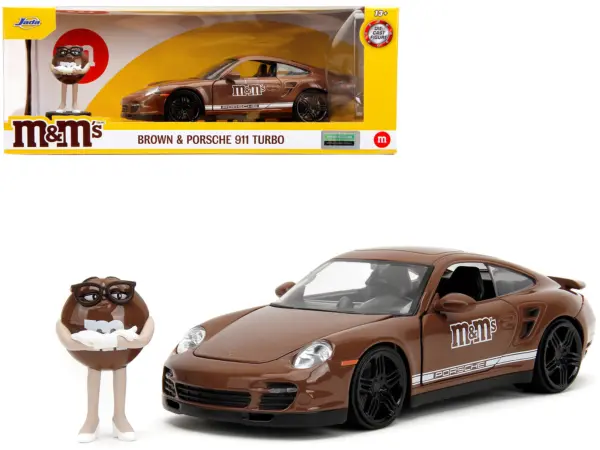Porsche 911 Turbo Brown and Brown M&M Diecast Figure "M&M's" "Hollywood Rides" Series 1/24 Diecast Model Car by Jada #1