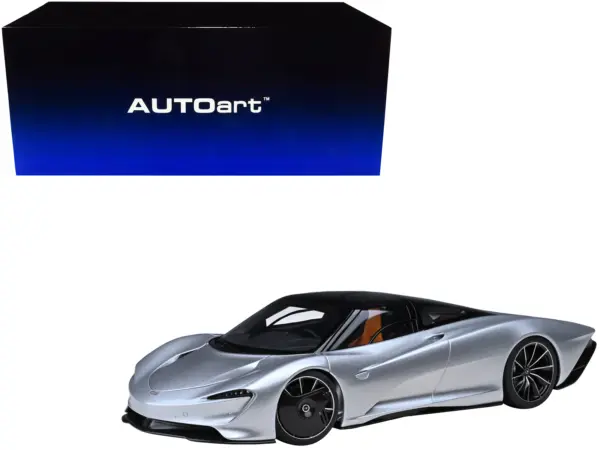 McLaren Speedtail Supernova Silver Metallic with Black Top and Suitcase Accessories 1/18 Model Car by Autoart #1